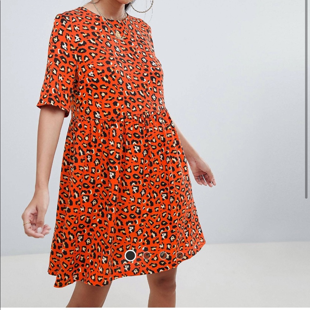 Mini smock dress in leopard print, worn once
